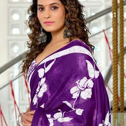 BEYOND ETHNIC Floral Printed Pure Cotton Saree image 4