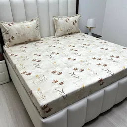 Pure Decor Velar Fur Sib Brown Printed Pure Cotton 380TC King Bedsheet Set 2.74 m x 2.74 m-picture-33