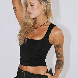 HERE&NOW Women Solid Scoop Neck Nylon Top-picture-25