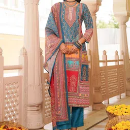 AHIKA Women Floral Printed Kurta with Trousers & Dupatta-image-41