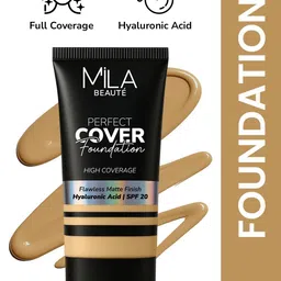 MILA BEAUTE Matte Finish Perfect Cover Foundation With Hyaluronic Acid- 30 ml- Honey 08-picture-34