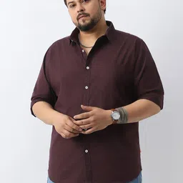 Urbano Plus Men Cocoa Cotton Full Sleeve Regular Fit Casual Solid Shirt-picture-34