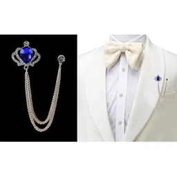 Curren Silver-Plated Artificial Stones Studded Crown Shape Brooch image 2