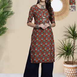 HERE&NOW Selection Of 3 Ethnic Motifs Printed Round Neck Straight Kurta-picture-40