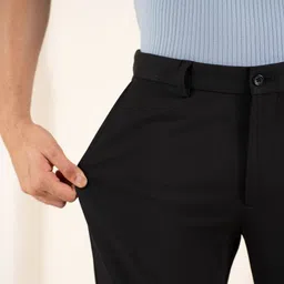 The Pant Project Power Stretch Men Smart Slim Fit Houndstooth Textured Non Iron Trousers image 4