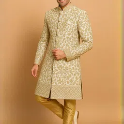 SHAHI ACHKAN Men 2 Piece Embroidered Sherwani Set image 1