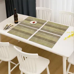 LUXEHOME INTERNATIONAL Brown & Grey 4 Pieces Striped Table Placemats-picture-31