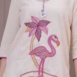 HIGHLIGHT FASHION EXPORT Womens Cream Embroidered Coord Set image 4