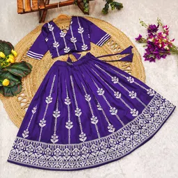 BAESD Girls Embroidered Thread Work Lehenga With Blouse-picture-30
