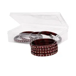 1ST TIME Set Of 10 Maroon Alloy Artificial Stones & Beads Bangles image 2
