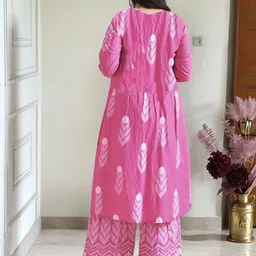GoSriKi Women Ethnic Motifs Printed A-Line Thread Work Kurta with Palazzos & Dupatta image 4