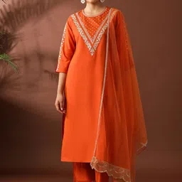 Jaipur Kurti Women Floral Embroidered Regular Kurta with Trousers & With Dupatta-picture-39