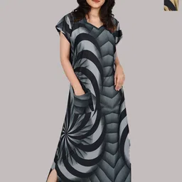 PURSA Women Pack Of 2 Printed Satin Maxi Nightdress-picture-32