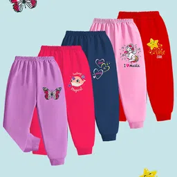 YK Infant Girls Pack Of 5 Printed Mid Rise Lounge Joggers-picture-36