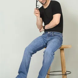 LOUIS STITCH Men Comfort Bootcut Mid-Rise Light Fade Jeans image 2