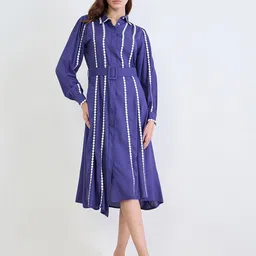 Styli Embellished Shirt Midi Dress-image-0