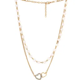 Priyaasi Gold-Plated Stone Studded & Pearls Beaded Layered Necklace image 4