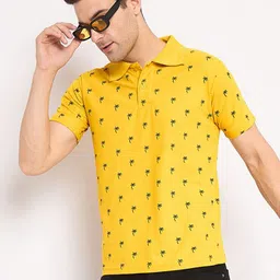 KASMA Men Floral Printed Polo Collar Cotton T-shirt-picture-20