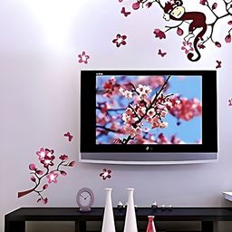 INDIAN ROYALS Pink & Brown Tree FlowersPrinted Self-Adhesive & Durable Wall Sticker-picture-6