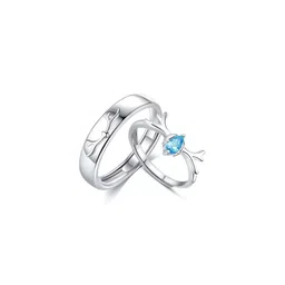 J.S ENTERPRISES Unisex Set of 2 Silver Stainless Steel Adjustable Finger Ring-image-45