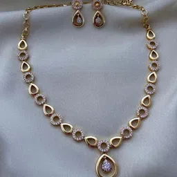 K C JEWELZ Gold Plated American Diamond Studded Jewellery Set-picture-25