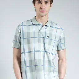 Monte Carlo Checked Printed Short Sleeves Polo Collar Regular Fit T-shirt-picture-46