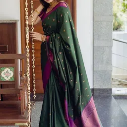 Moda Rapido Ethnic Motifs Zari Silk Blend Banarasi Saree-picture-42