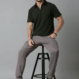 LEWEL Men Textured Polo Collar T-shirt image 2