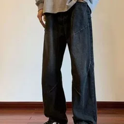 StyleCast Men Wide Leg Low Distress Light Fade Stretchable Jeans image 5