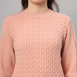 MODKLINE WITH MK Women Cable Knit Self Design Woollen Pullover image 3