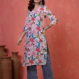 Anouk Rustic Women Floral Printed Chanderi Silk Kurta-picture-30