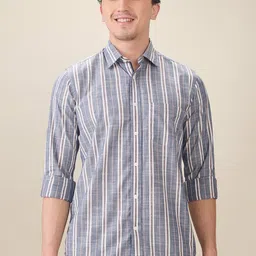 ColorPlus Men Vertical Striped Spread Collar Pure Cotton Casual Regular Fit Shirt-image-87