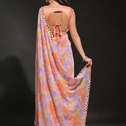 CaniBani Tie and Dye Mirror Work Pure Georgette Saree image 4