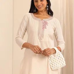 Libas Floral Yoke Design Thread Work Cotton Straight Kurta-picture-39