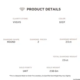 LUNA 14 KT Gold 2.5 Ct Lab Grown Diamond Studded Studs - 2.56 g image 3