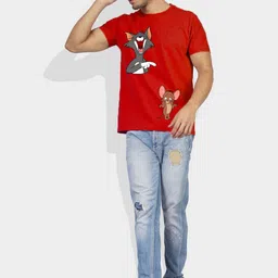 Greylongg Men Tom & Jerry Graphic Printed Round Neck Cotton T-shirt image 2