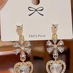AKISON JEWELS Women White Crystals Drop Earrings-picture-57