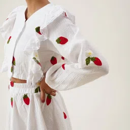 Mylin Printed Cotton V Neck Top With Skirt Co-Ords Set image 5