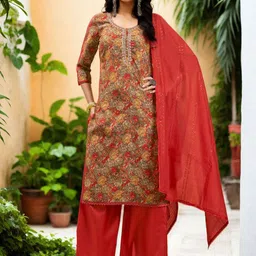 Anouk Women Floral Printed Regular Beads and Stones Kurta with Palazzos & With Dupatta-picture-3