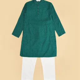 indus route by Pantaloons Boys Colourblocked Pure Cotton Kurta With Pyjamas image 2