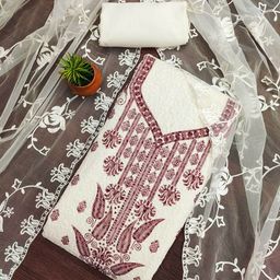 SHADOW & SAINING Embroidered Silk Georgette Unstitched Dress Material-picture-15