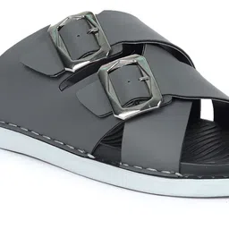 aadi Men Grey Synthetic Leather Slip-On Comfort Sandals image 5