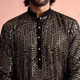 JBN Creation Men Embellished Sequinned Georgette Kurta image 3