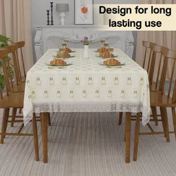 RUBOXA Cream-Coloured Plastic 6-Seater Table Cover image 2