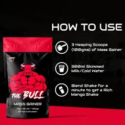 Kobra Labs The Bull Mass Gainer with 23 Vitamins & Minerals, High Protein and Calories (1kg, Mango) image 4