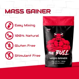 Kobra Labs The Bull Mass Gainer with 23 Vitamins & Minerals, High Protein and Calories (1kg, Mango) image 5