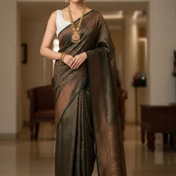THE WEAVERS SHOP BY RAAVI Ethnic Motifs Woven Design Zari Banarasi Saree-picture-30