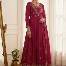 MEHARIKA Women Ethnic Motifs Embroidered Panelled Kurta with Trousers & With Dupatta image 4