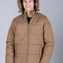 The Roadster Lifestyle Co Men Solid Hooded Zipper Winter Puffer Jacket-image-30