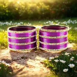 Vidhya Kangan Set Of 32 Gold-Plated Stone-Studded Bangles image 4